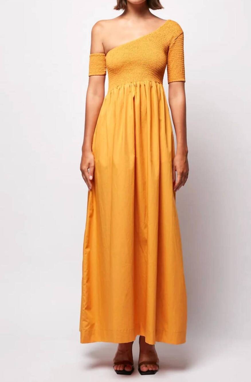 NEW SWF asymmetric midi dress in sunstone